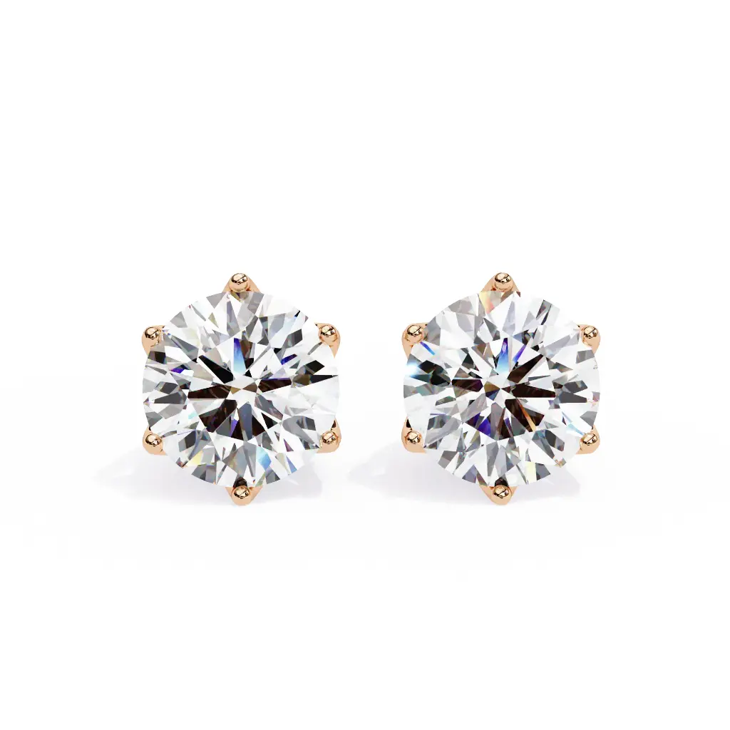 Lotus Round Brilliant Cut Daimond Stud 