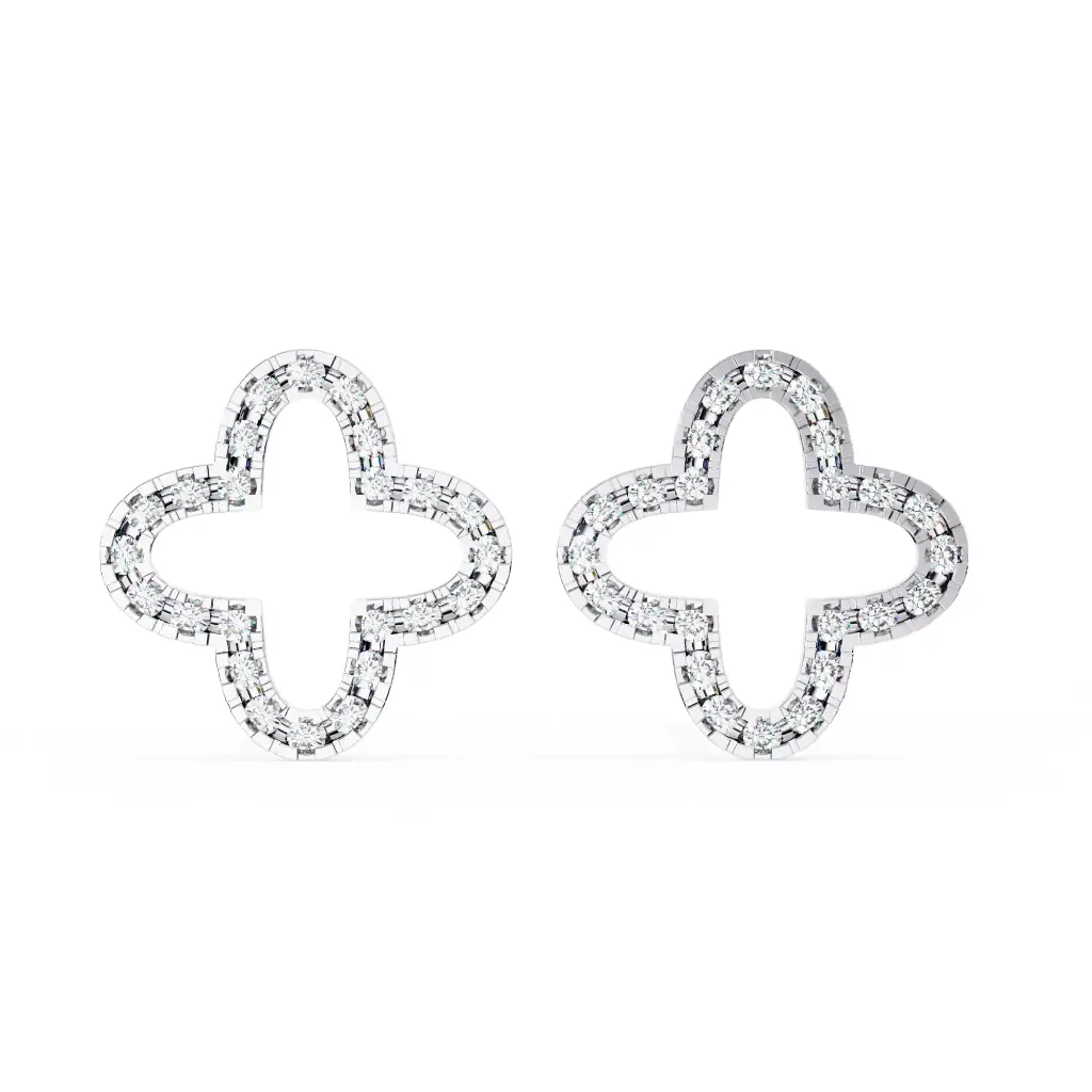 Enchanted Lotus Round Brilliant Cut Diamond Earrings 