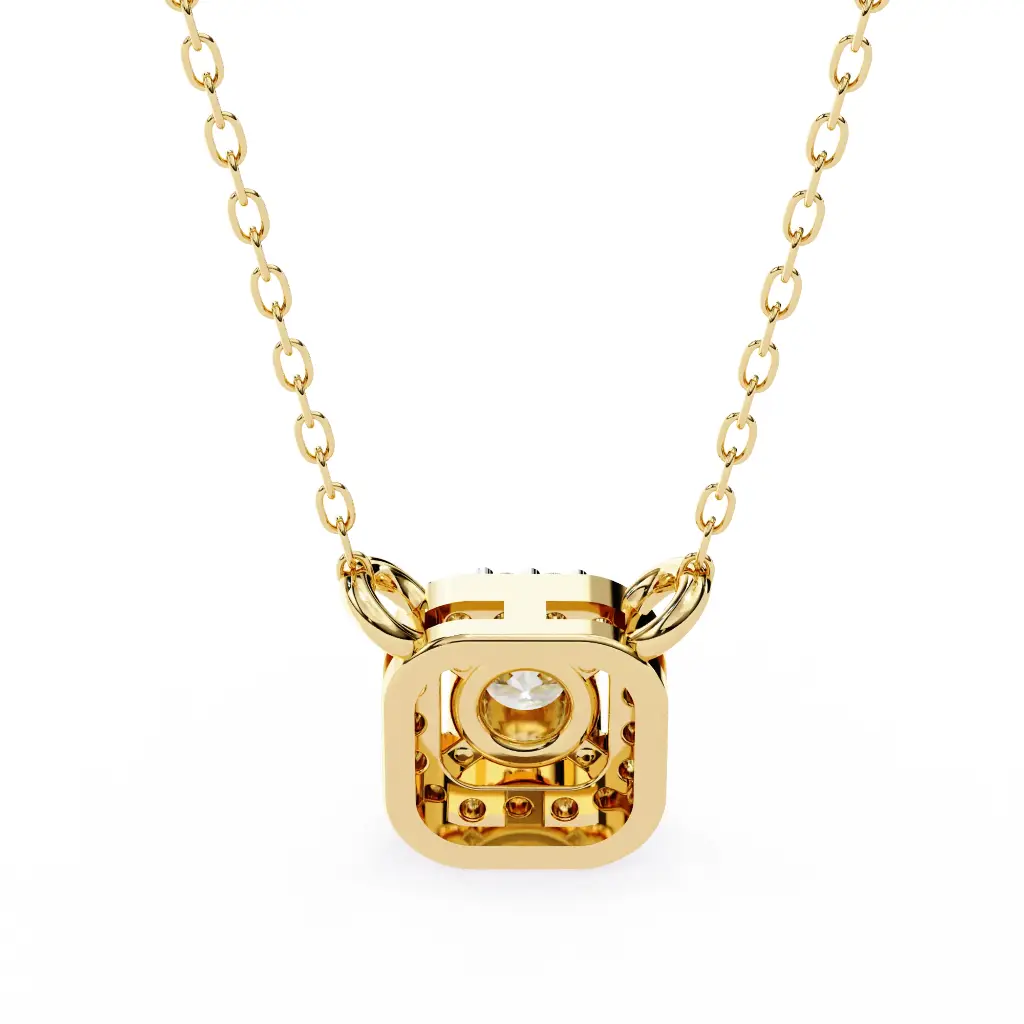 Classic Halo Squre Shaped Pendant 