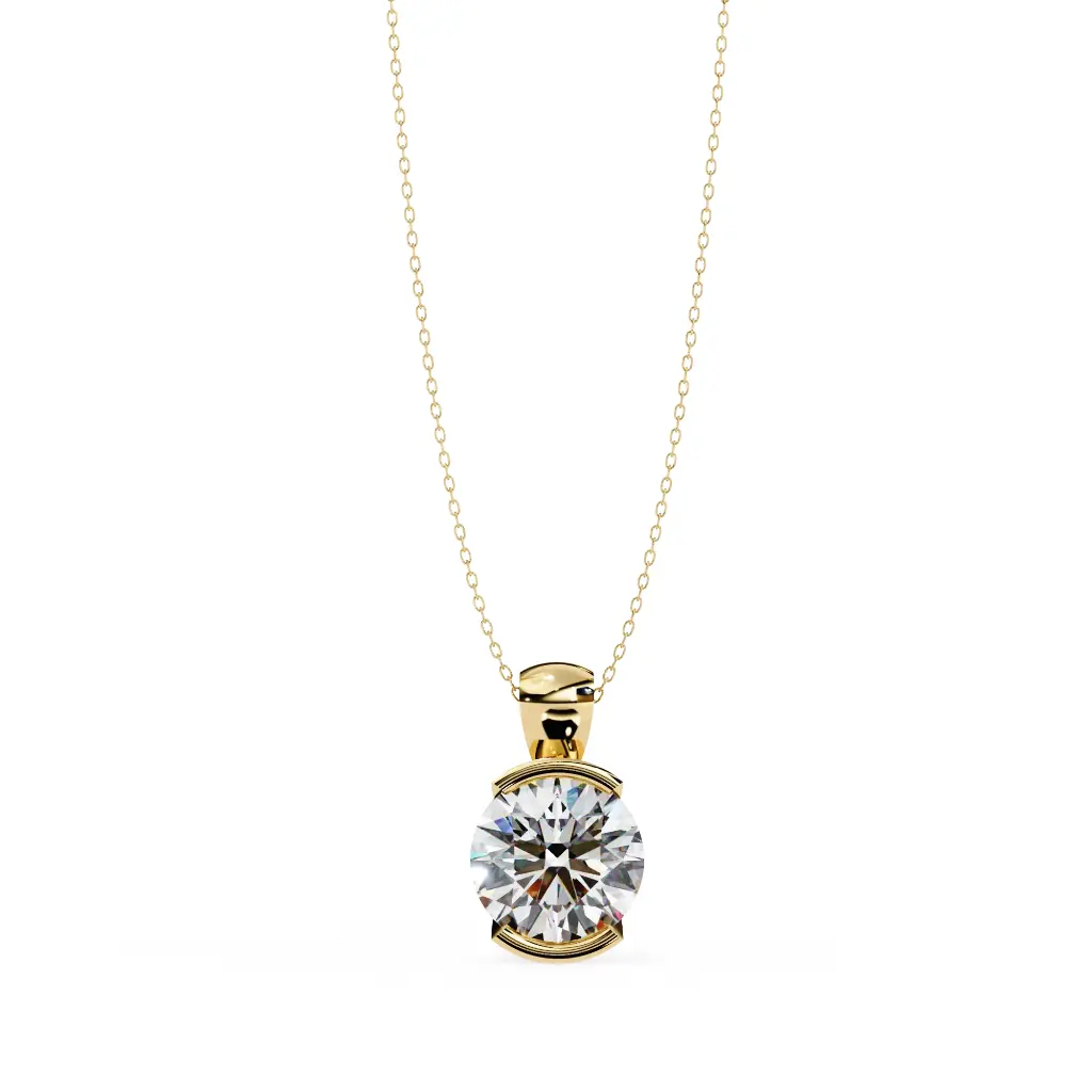 Half Bezel Round Brilliant Diamnod Pendant 