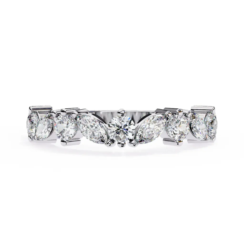Accent Mq. And Round Shaped Wedding Band 