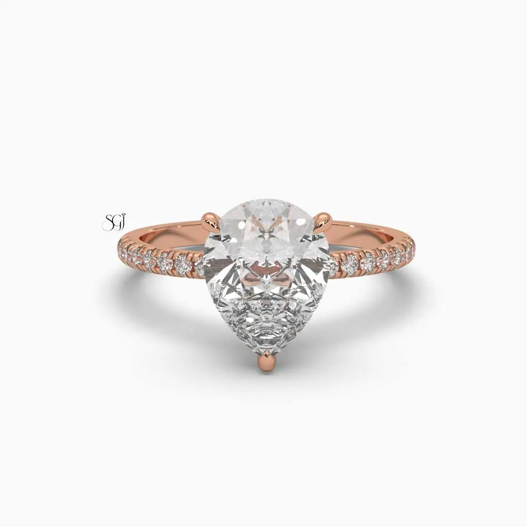 Solitaire Pear Shaped Diamond Ring 