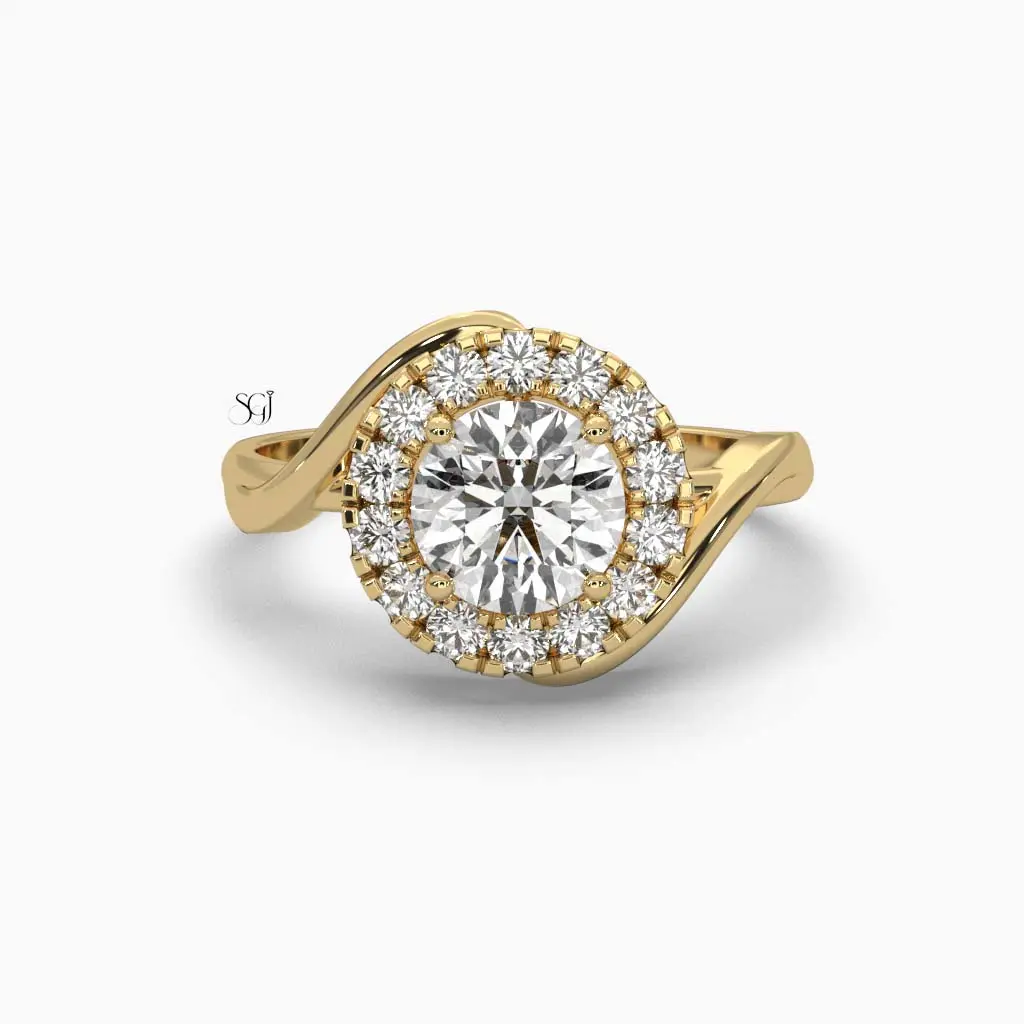 Cluster Twisted Round Brilliant Diamond Ring 