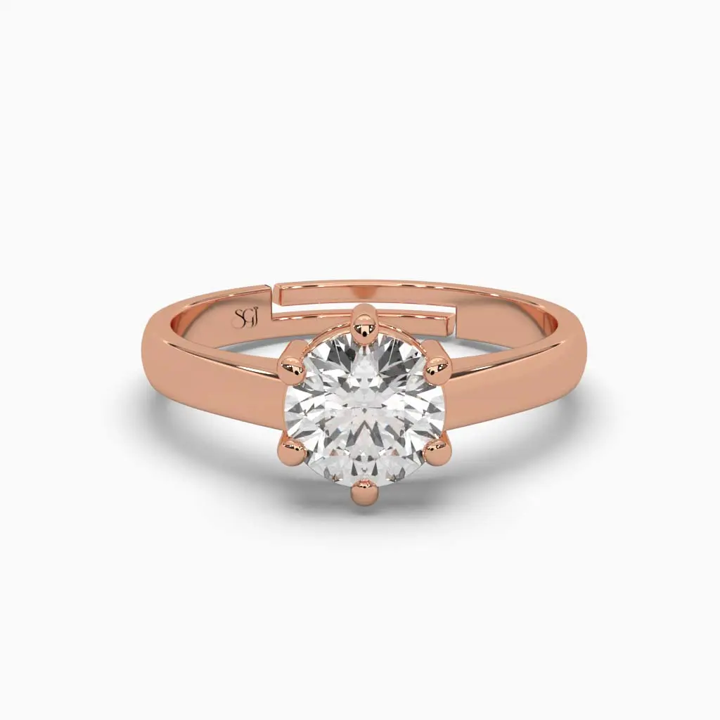 Solitaire Solid Round Brillant Diamond Ring 