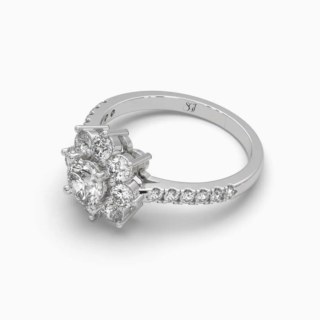 Cluster Round Brillint Shaped Diamond Ring 