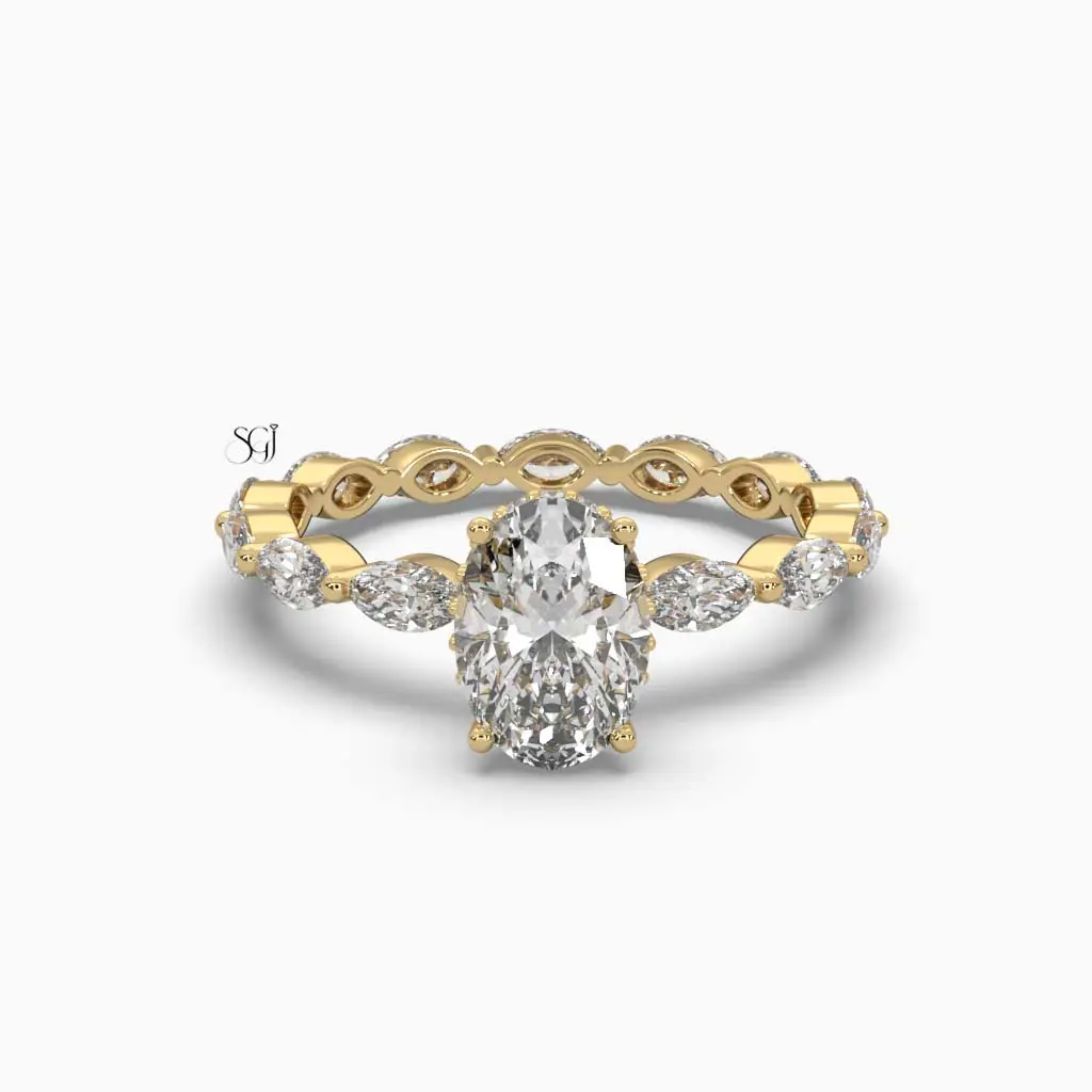Accent Mq And Oval vintage Diamond Ring 