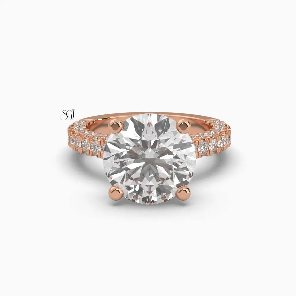 Cathedral Pave Round Brillint Diamond Ring 