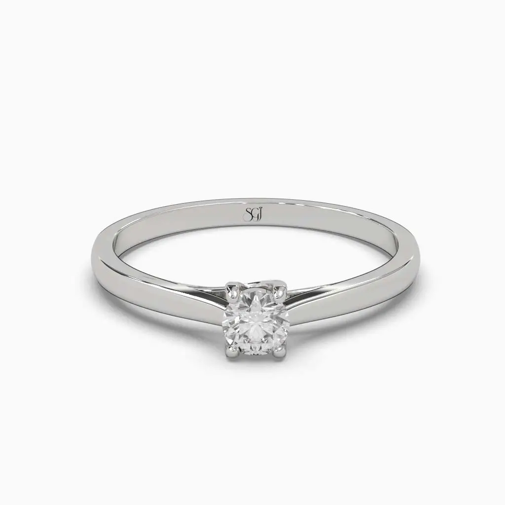 Trellis Solid Round Brilliant Cut Diamond Ring 