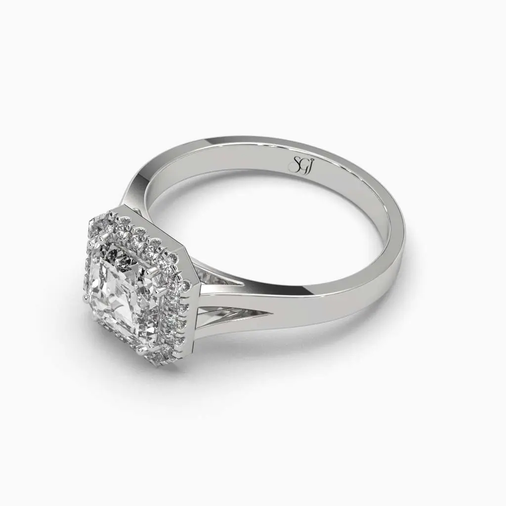 Classic Square Emerald Halo Engagement Ring