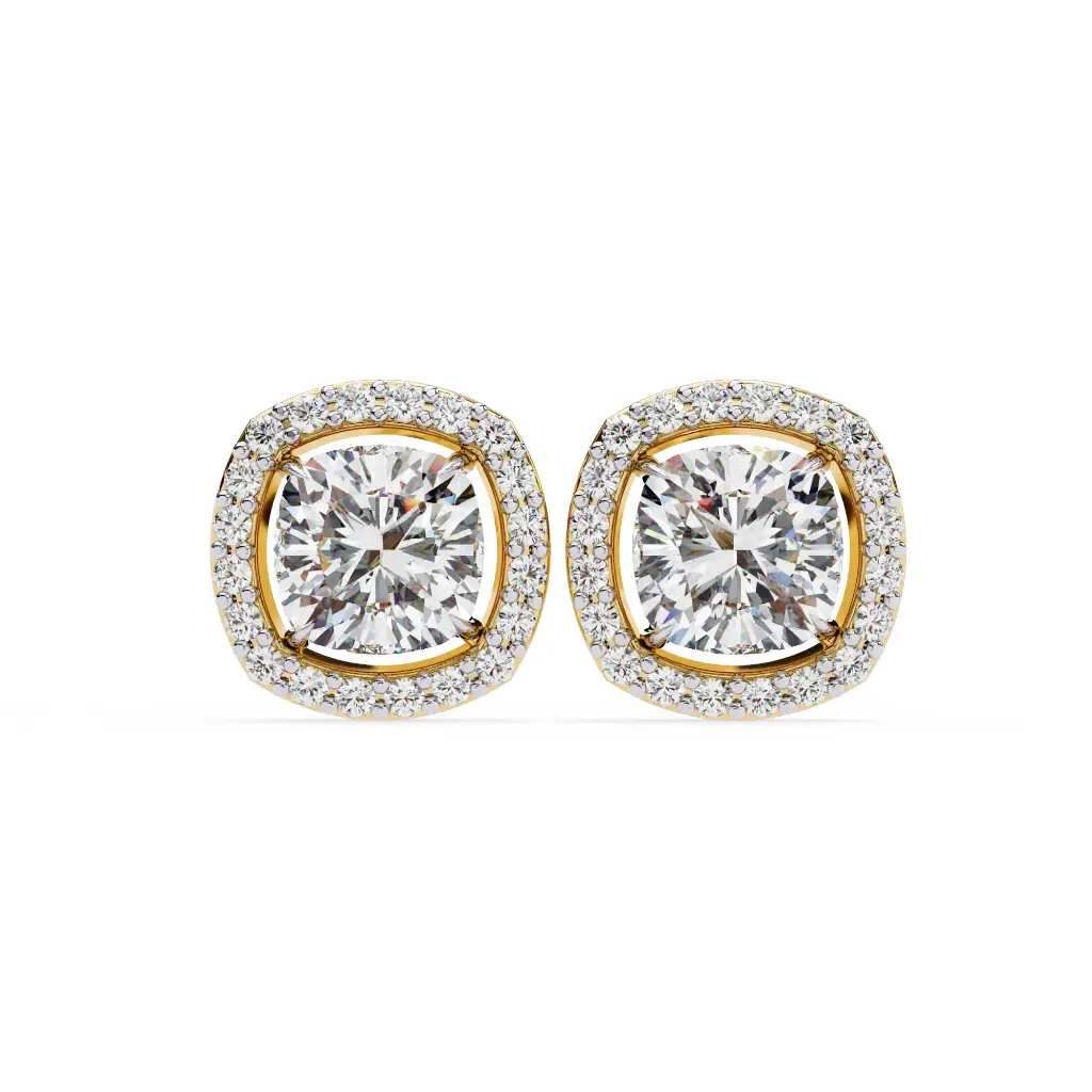 Exquisite halo Cushion Shaped Daimond Earrings 