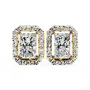 SJ Darling Halo Radiant Cut Daimond Earrings 