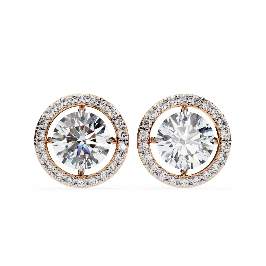 Aura Halo Round Brilliant Cut Diamond Earrings 