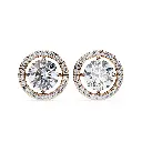 Aura Halo Round Brilliant Cut Diamond Earrings 