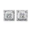 Classic Halo Princess Cut Diamond Earrings 