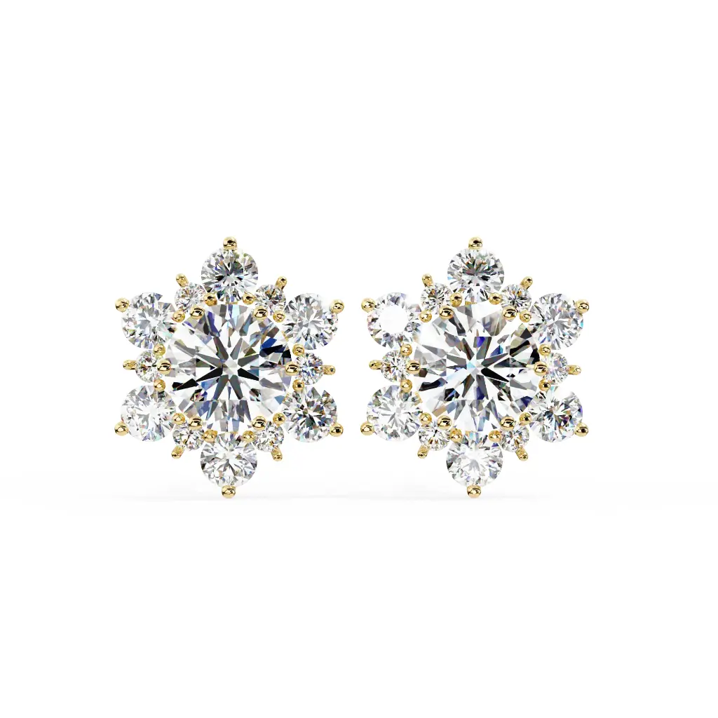 Enchanted Lotus Round Brilliant Cut Diamond Earrings 