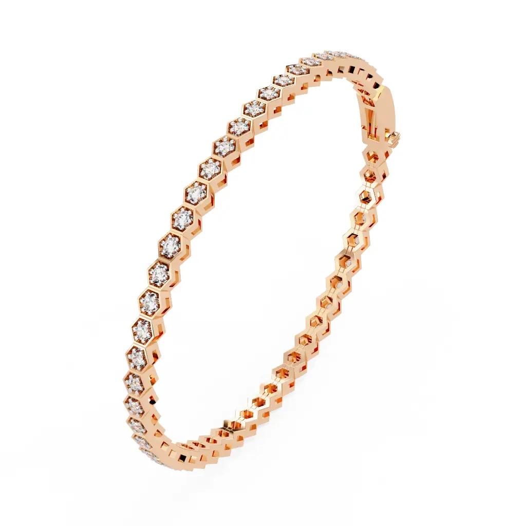 Exquisite Hexagon Round Brilliant Diamond Bracelet 