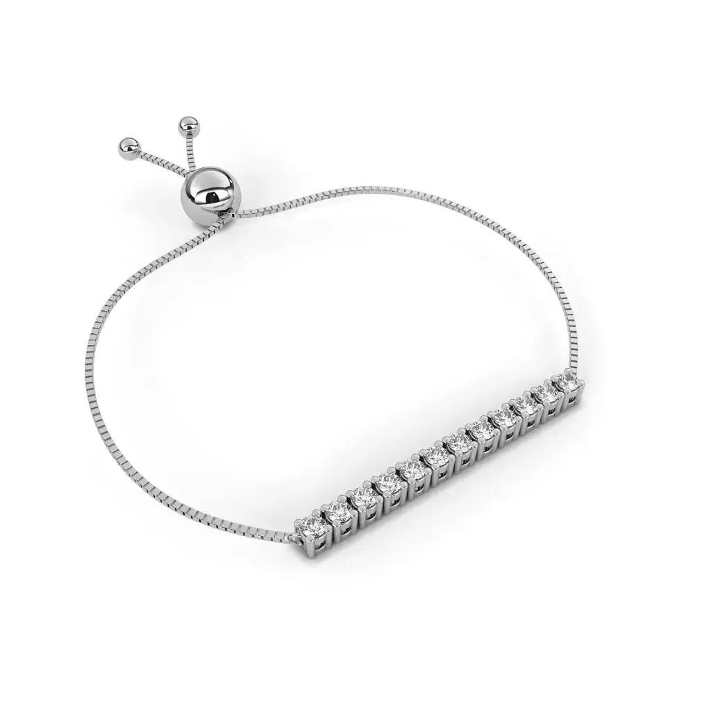Splendid Bead Setting Round Briliant Shaped Diamond Bracelet 