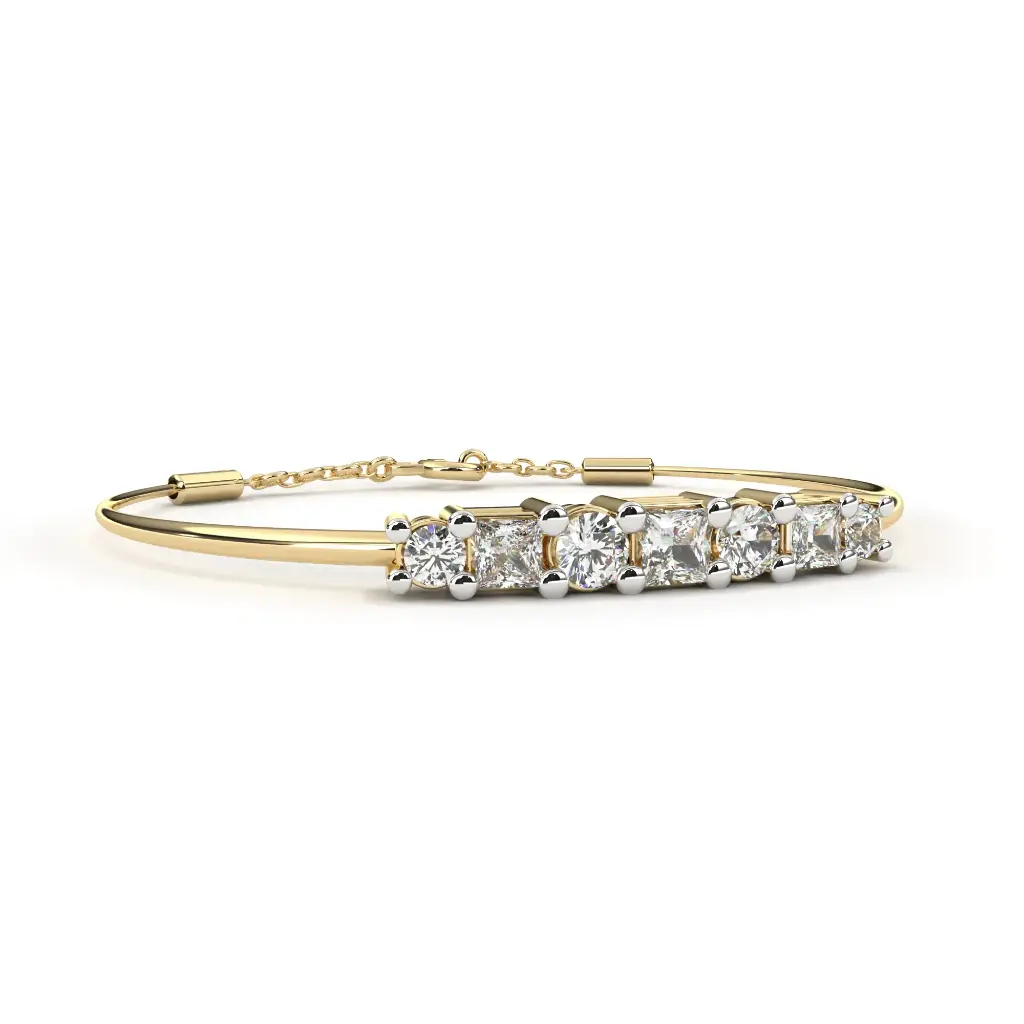 Splendid Round And Princess Cut Diamond Bracelet 