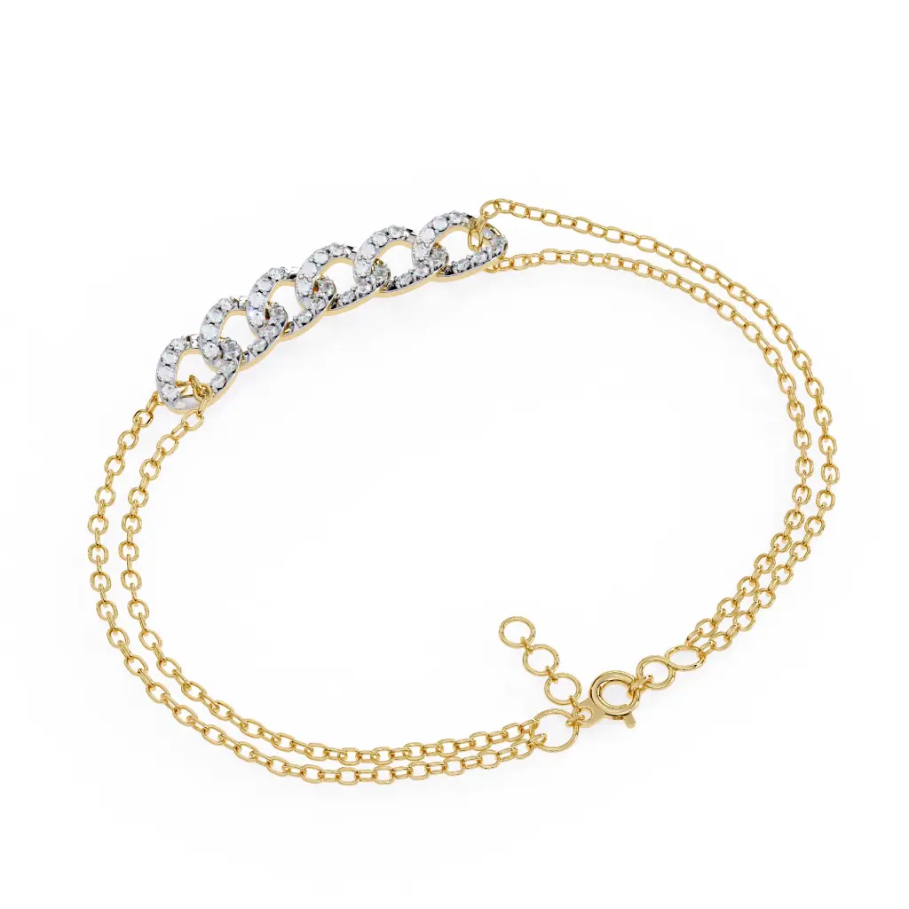 Bead Setting Of Round Diamond Chain Bracelet 
