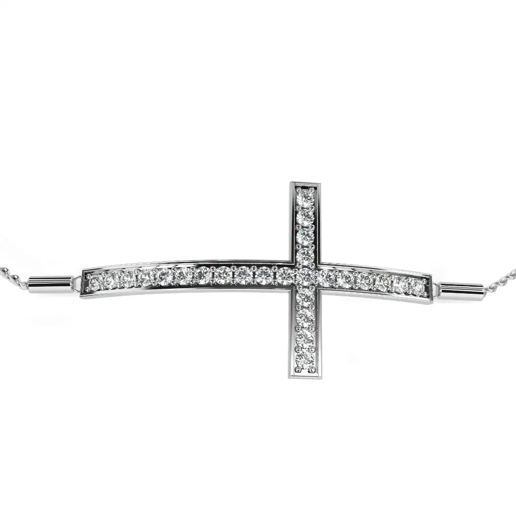 Luxurious Cross Shaped Round Cut Diamond Bracelet 
