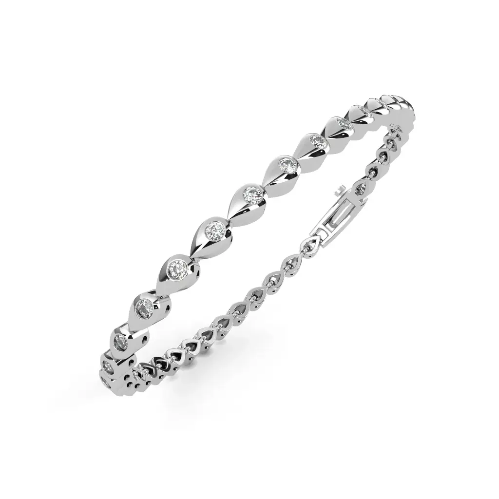 Magnificent Pear Shaped Round Cut Diamond Bracelet 
