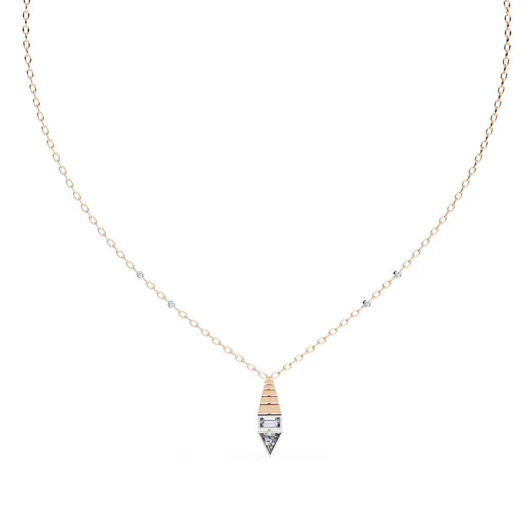 Accent Triangle And Bgt Shaped Pendant With Chain 