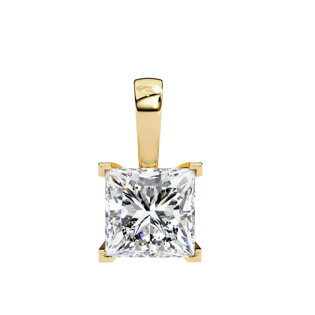 V Prong Accent Princess Cut Diamnond Pendant 