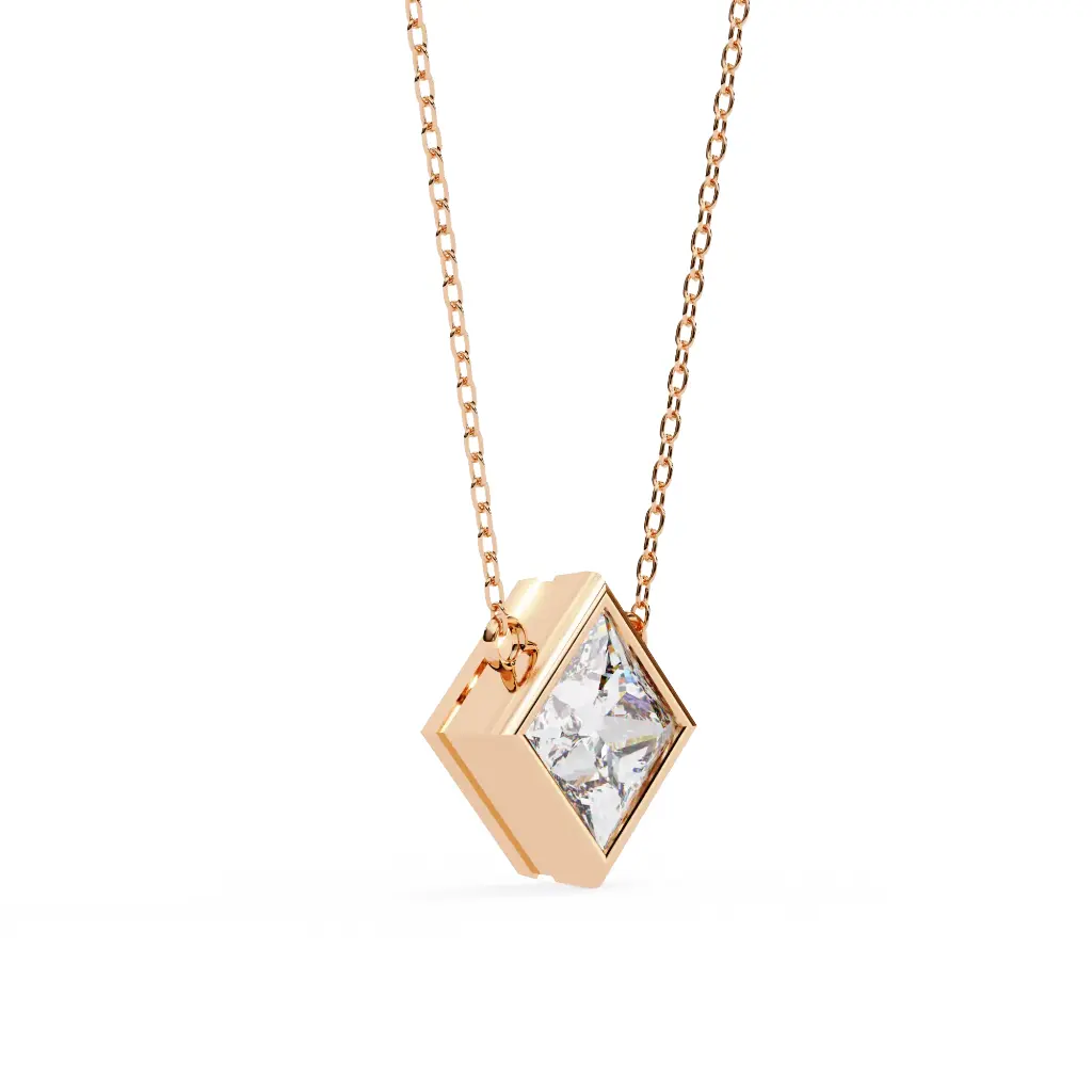 Bezel Princess Cut Diamond Pendant 