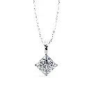 V Prong Princess Cut Diamond Pendant 