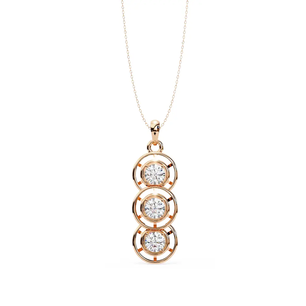 Unique Trio Round Brilliant Cut Diamond Pendant 