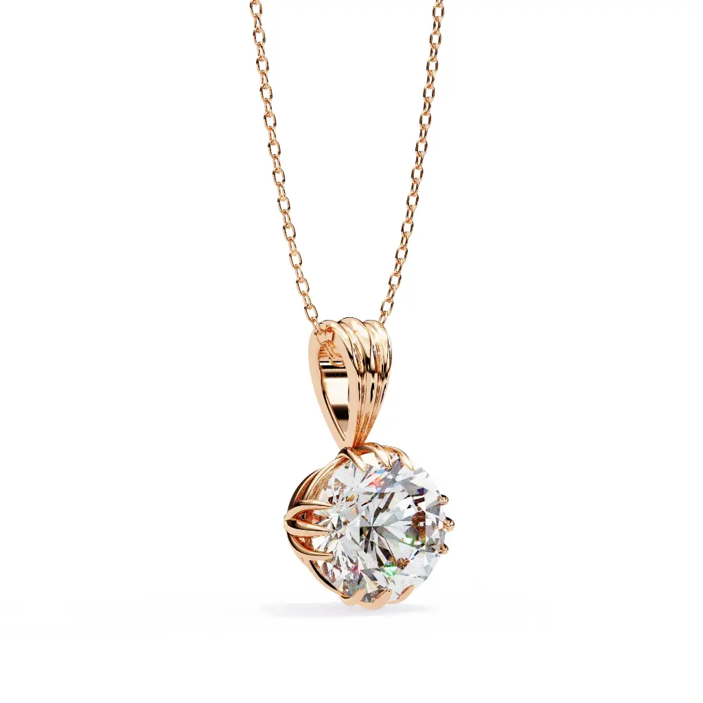 Tri Prong Round Brilliant Diamond Pendant