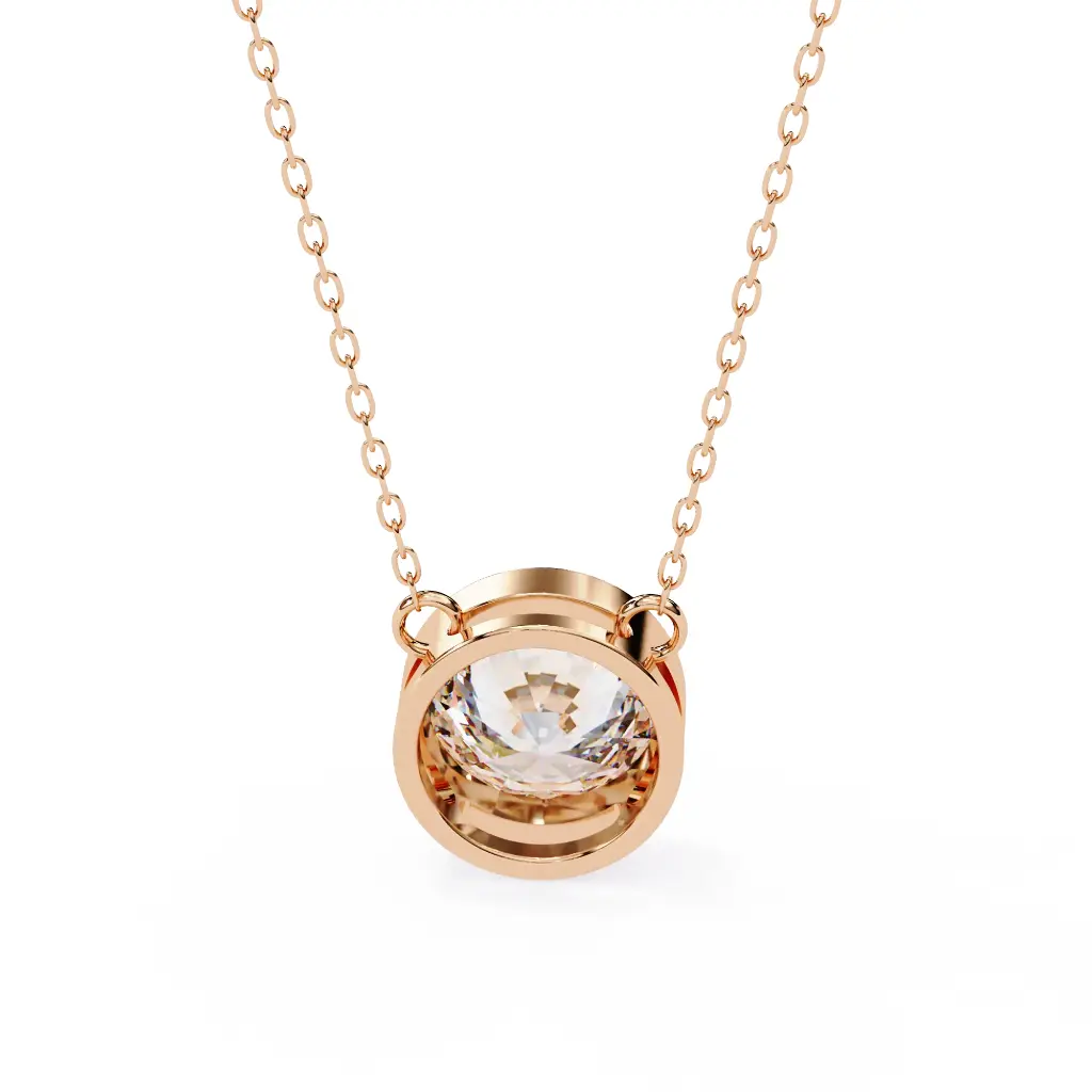 Bezel Set Round Brilliant Diamond Pendant 