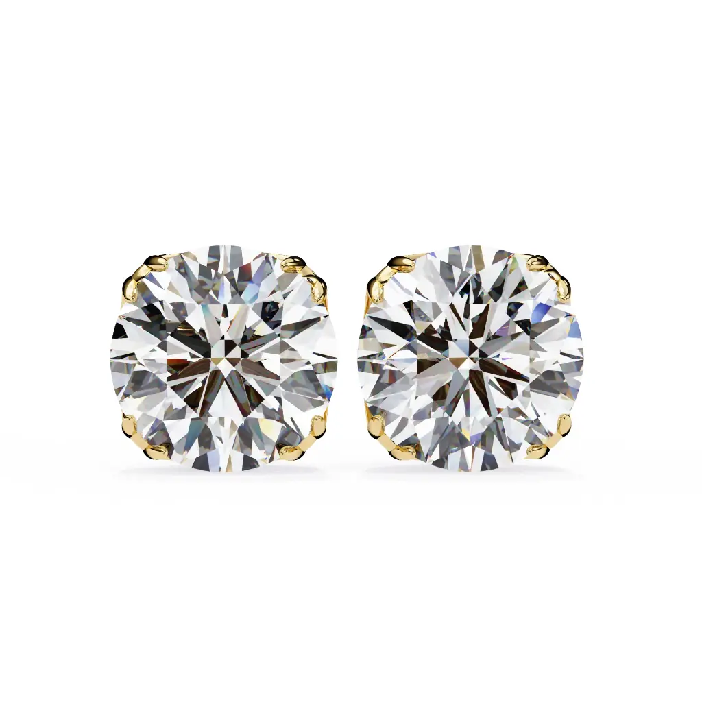 Twisted Double Prong Round Briliant Cut Diamond Stud 