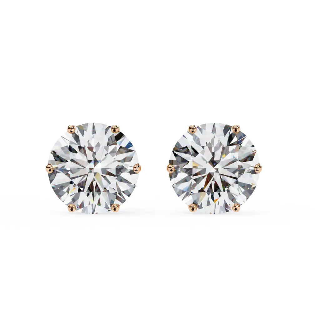 SJ Classic Six Prong Round Brilliant Cut Daimond Stud 