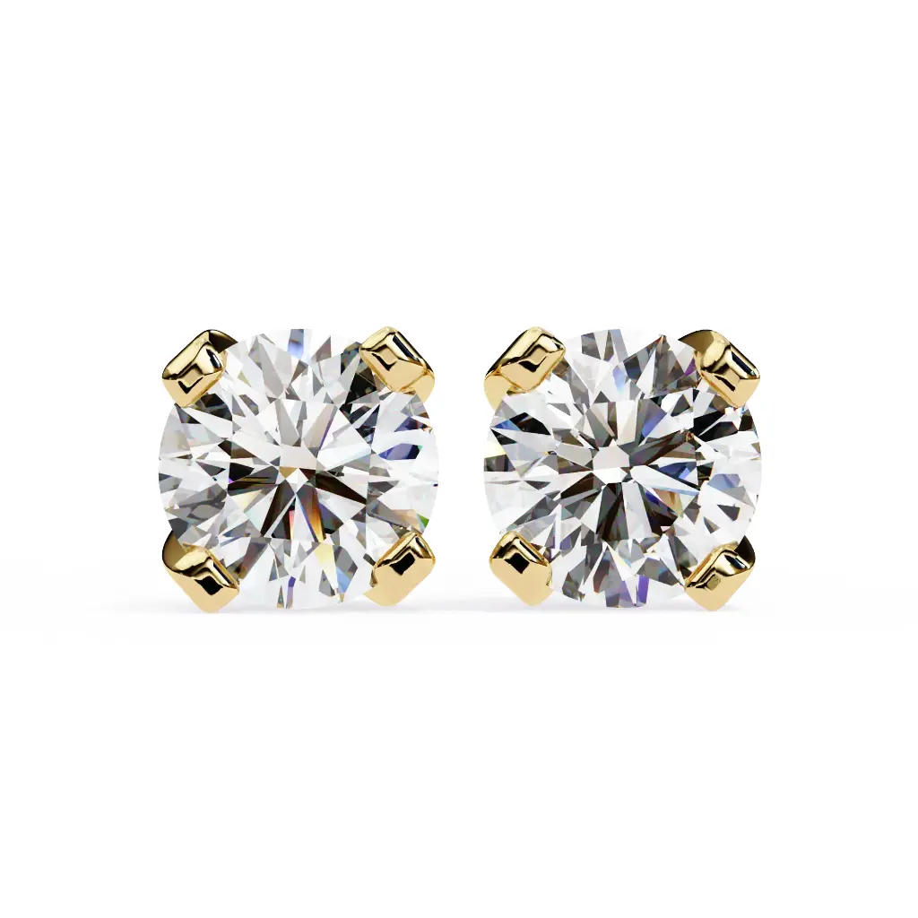 Unique Four Prong Round Brilliant Cut Diamond Stud 