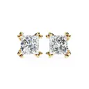 SJ Classic Rounded Double Prong Princess Shaped Diamond Stud 