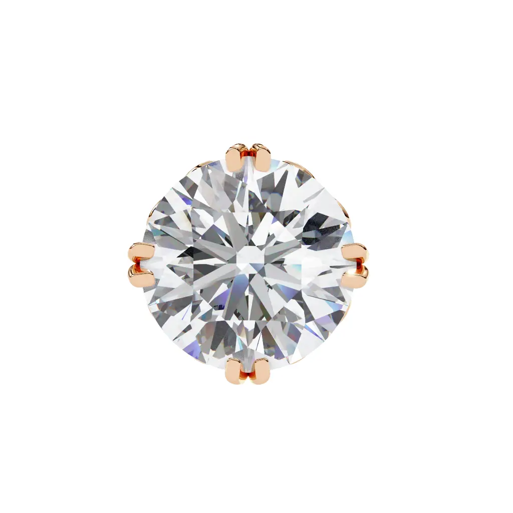 Antuque Double Prong Round Brilliant Cut Diamond Stud 