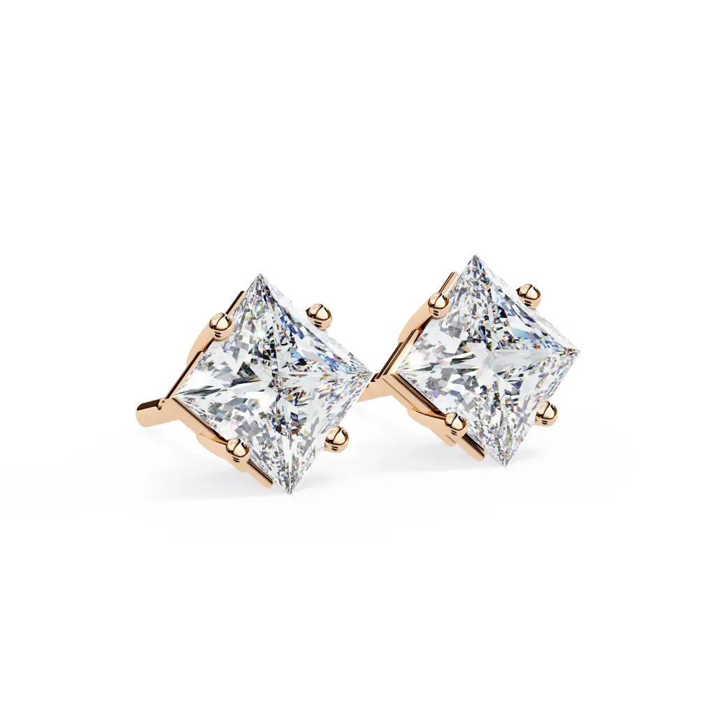 Aura Princess Cut Daimond Stud 