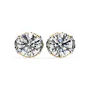 Half Bezel Set Round Brilliant Cut Diamond Stud 