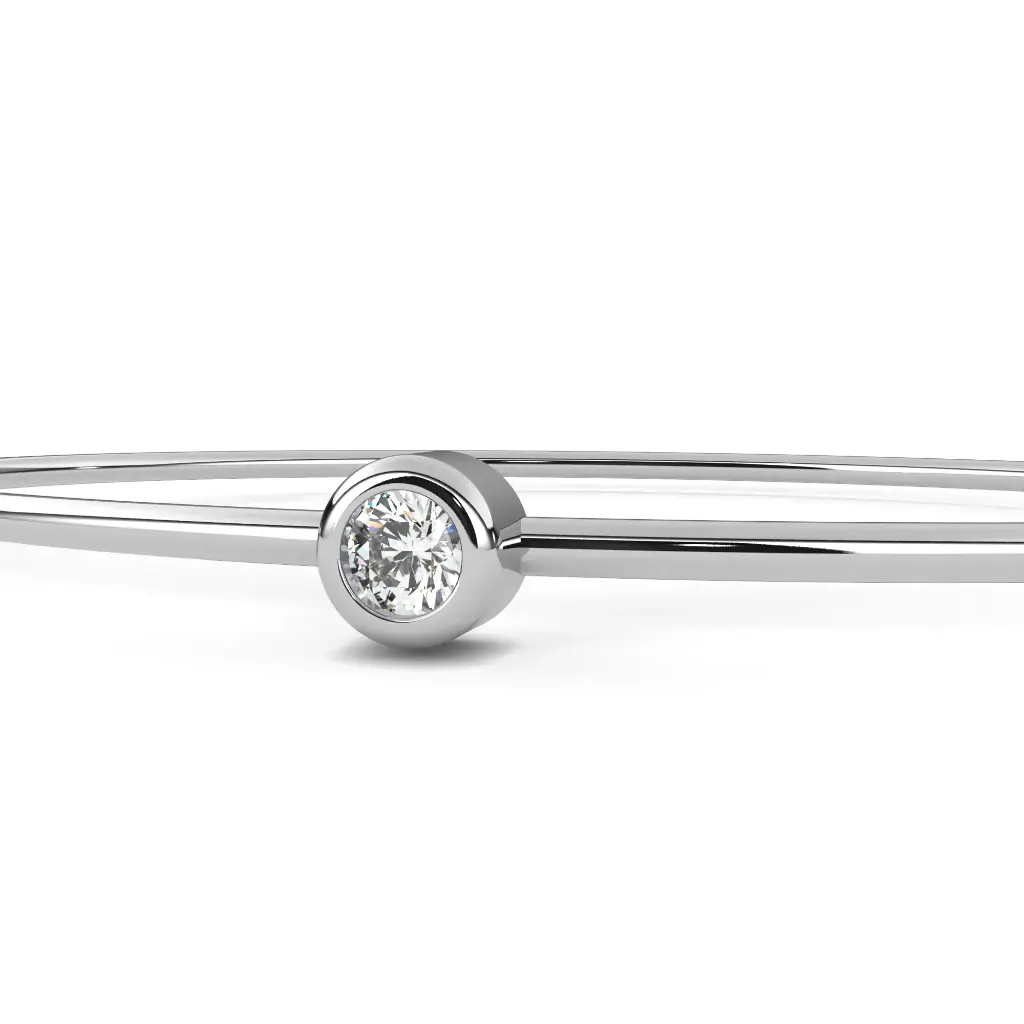 Unique Solitaire Bezzel Set Round Brillant Shaped Diamond Bracelete 