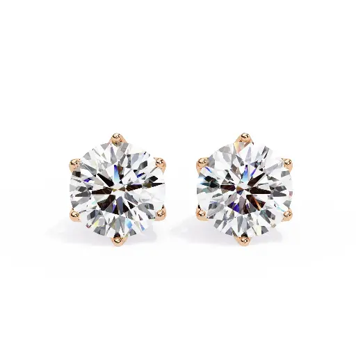 Lotus Round Brilliant Cut Daimond Stud 