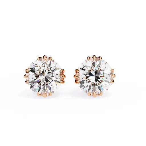 Accent Prong Setting Round Brilliant Daimond Stud 