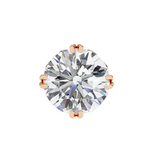 Antuque Double Prong Round Brilliant Cut Diamond Stud 