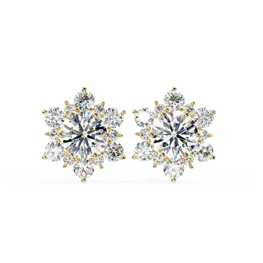 Enchanted Lotus Round Brilliant Cut Diamond Earrings 