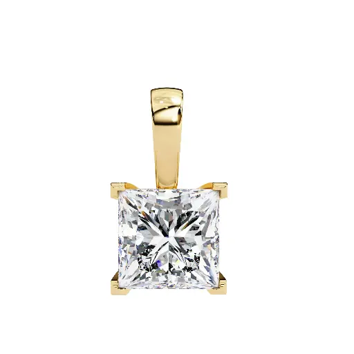 V Prong Accent Princess Cut Diamnond Pendant 