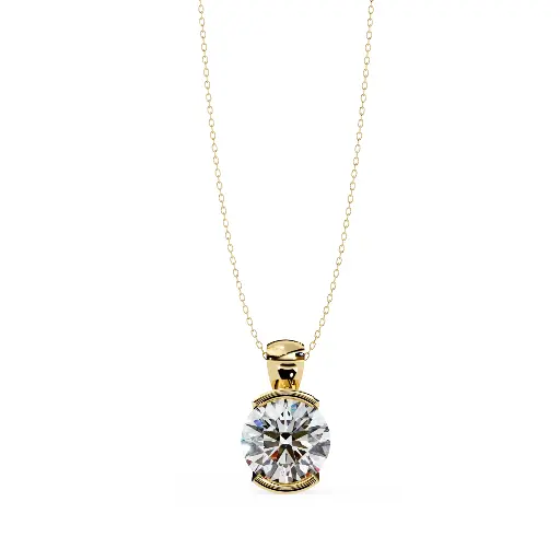 Half Bezel Round Brilliant Diamnod Pendant 