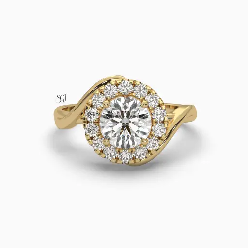 Cluster Twisted Round Brilliant Diamond Ring 