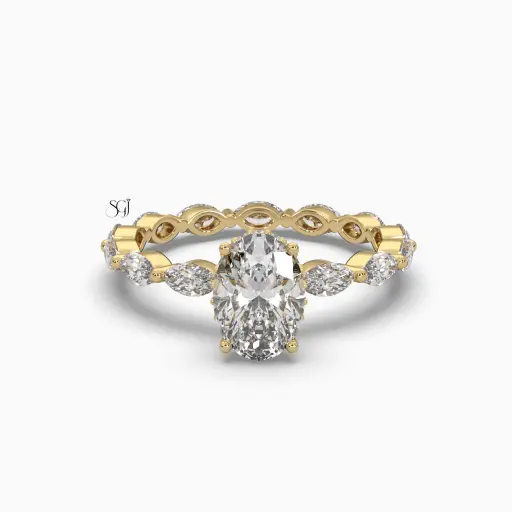Accent Mq And Oval vintage Diamond Ring 