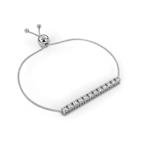 Splendid Bead Setting Round Briliant Shaped Diamond Bracelet 