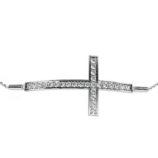 Luxurious Cross Shaped Round Cut Diamond Bracelet 
